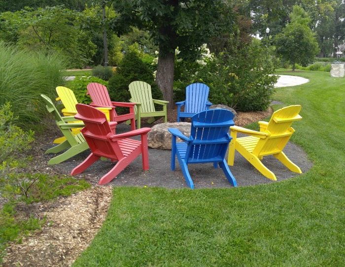 Adirondack chairs at Wellfield Botanical Gardens