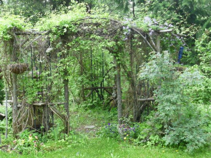 Rustic garden arbor