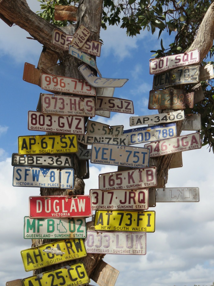 Tree house steps from license plates